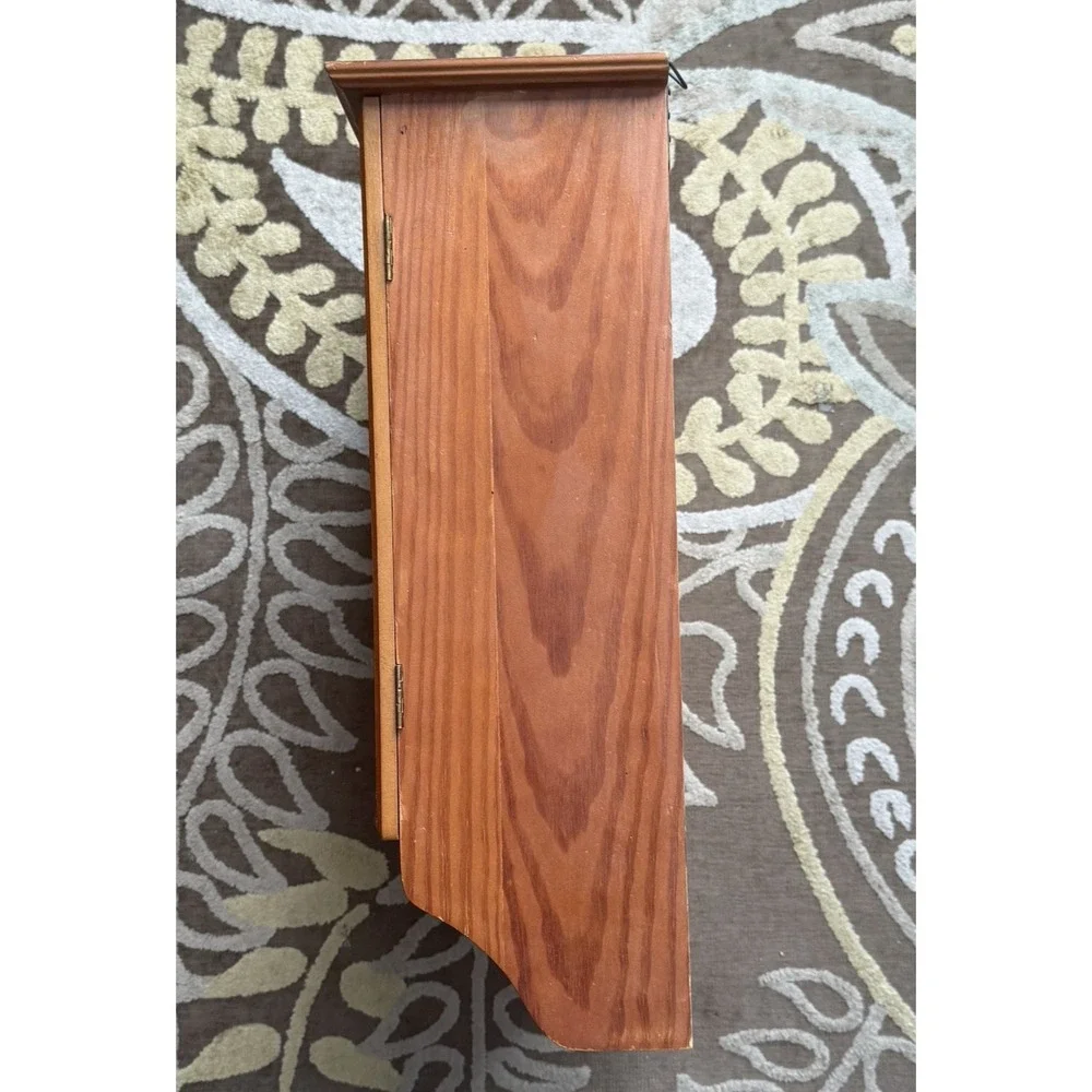 Vintage Wooden Wall Curio Cabinet Glass Door Display Shelf Spice Cabinet 17x12